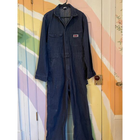Vintage Big Mac Denim Coveralls 42L USA Made Workwear Mechanic Jumpsuit - Picture 4 of 13